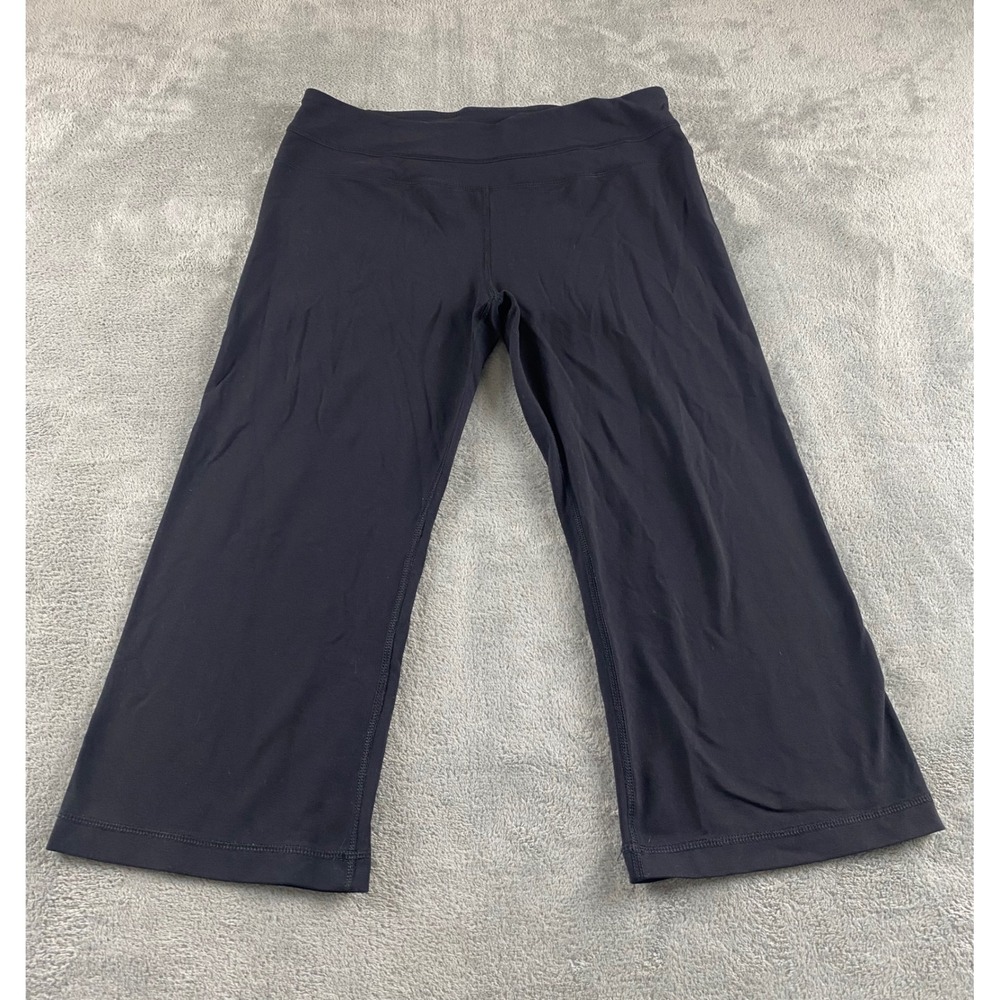 Tuff Athletics Womens Black Cropped Yoga Pants Capri Leggings Size M Relaxed Fit